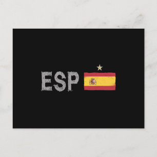 Cartão Postal Camisa de Futebol Fã de Espanha Bandeira Espanhola