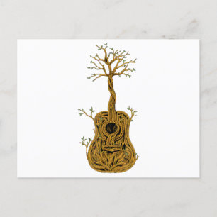 Cartão Postal Camisa de Guitarra Acústica Árvore da Vida Tocador