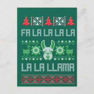 Cartão Postal Camisa Fa La Llama - Suéter de Natal Feio Llam