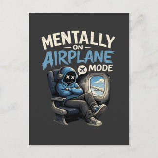 Cartão Postal Camisa Mentalmente no Modo Avião Engraçado Menino