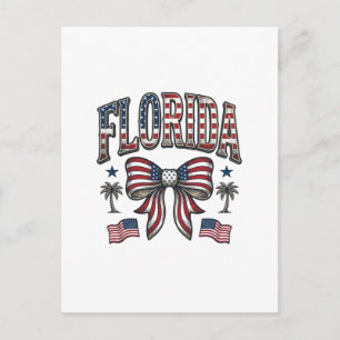 Cartão Postal Camisa Patriótica da Flórida Vintage Bow Quatro de