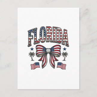 Cartão Postal Camisa Patriótica da Flórida Vintage Bow Quatro de