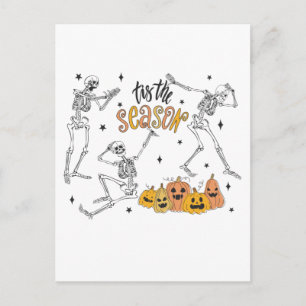 Cartão Postal Camisa Retro de Halloween, Caveira Divertida de Ha