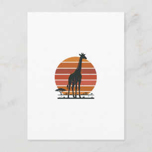 Cartão Postal Camisa Vetorial Vintage Giraffe Sunset Safari Desi