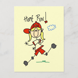 Cartão Postal Camisas de Beisebol de Meninas com Home Run e Pres