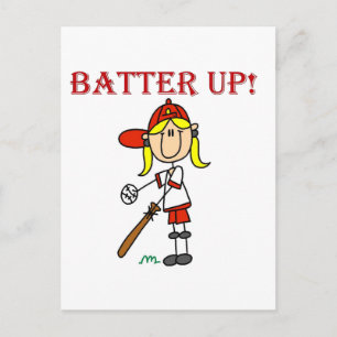 Cartão Postal Camisas de beisebol e presentes Girl Batter Up