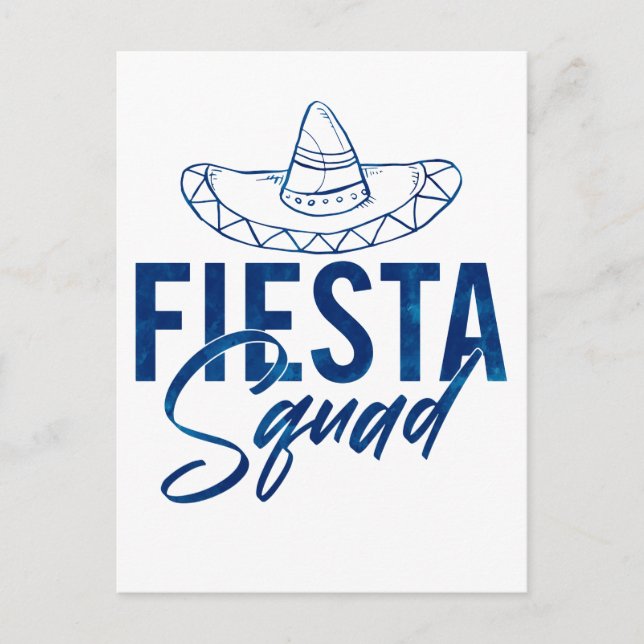 Cartão Postal Camisas de Despedida de Solteira Fiesta Squad, 3/3 (Frente)