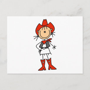 Cartão Postal Camisas e Presentes da Cowgirl do Chapéu Vermelho