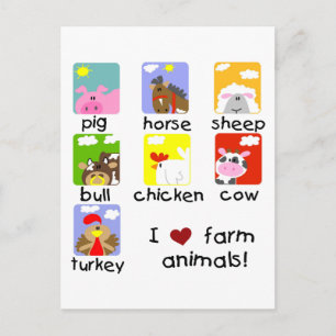 Cartão Postal Camisas e Presentes de Animais da Fazenda