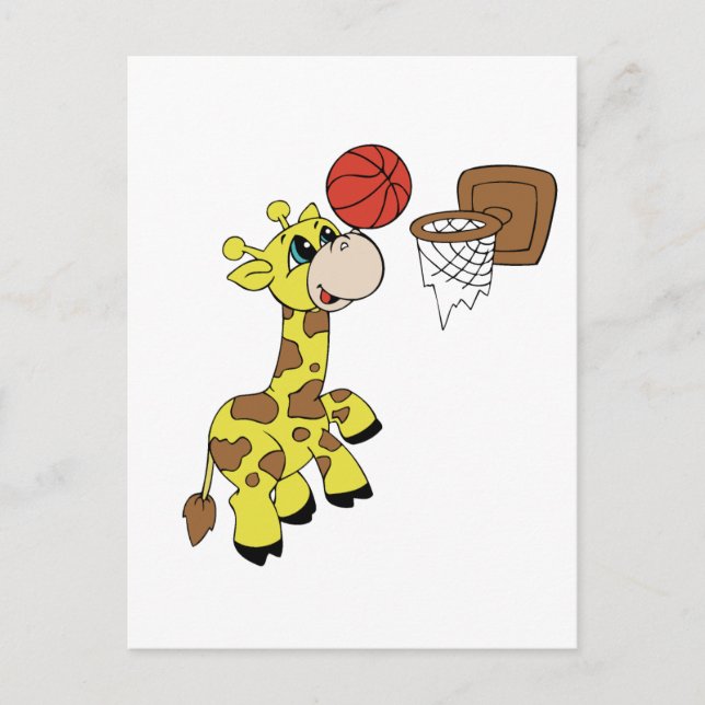 Cartão Postal Camisas e presentes de basquete Giraffe (Frente)