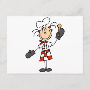 Cartão Postal Camisas e Presentes de Chef Feminina com Luvas de