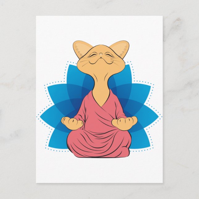 Cartão Postal Camiseta Buddha cat meditating - Guru cat - Namast (Frente)