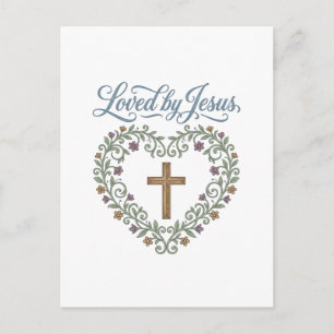 Cartão Postal Camiseta Cristã Cruz Floral Amada por Jesus Desi