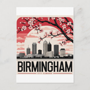 Cartão Postal Camiseta da Silhueta de Birmingham City Alabama