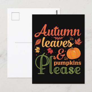 Cartão Postal Camiseta de Abóbora, Camisa de outono, 2025