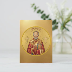 Cartão Postal Camiseta de ícone ortodoxo de São Nicolau