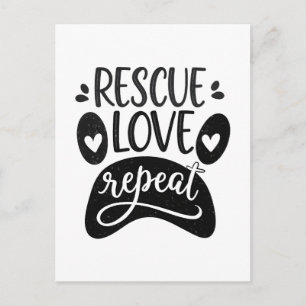 Cartão Postal Camiseta de Pata de Cachorro Rescue Love Repeat