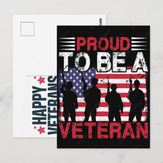 Cartão Postal Camiseta de veterano design tipografia de veterano