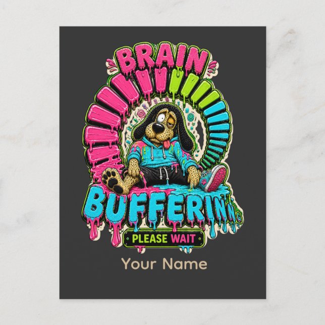Cartão Postal Camiseta engraçada de Buffering Cerebral (Frente)