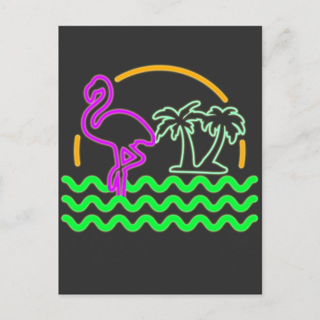 Cartão Postal Camiseta Flamingo Rosa Neon Rosa, 80 anos (Frente)