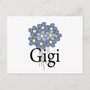 Cartão Postal Camiseta Gigi Flor Azul bonito