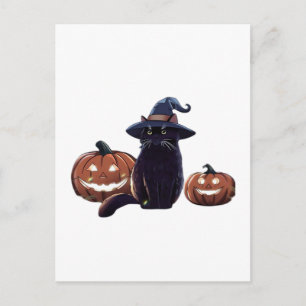 Cartão Postal Camiseta Oversized Halloween gato preto