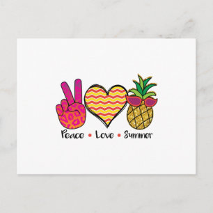 Cartão Postal Camiseta Peace Love Summer Cool