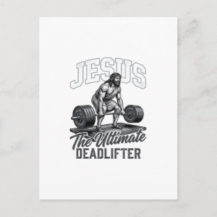 Cartão Postal Camiseta Vetorial Vintage Jesus Ultimate Deadlifte