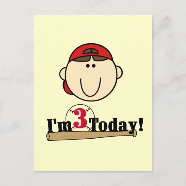 Cartão Postal Camisetas de aniversário de 3 anos para menino mor (Frente)