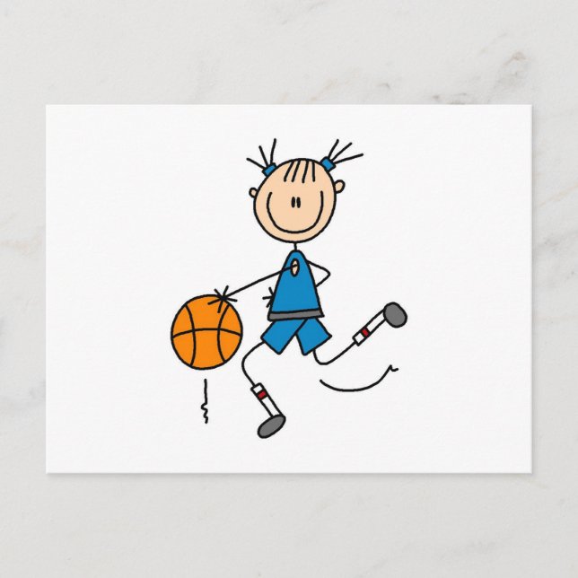 Cartão Postal Camisetas de jogadores de basquete de Stick Figure (Frente)
