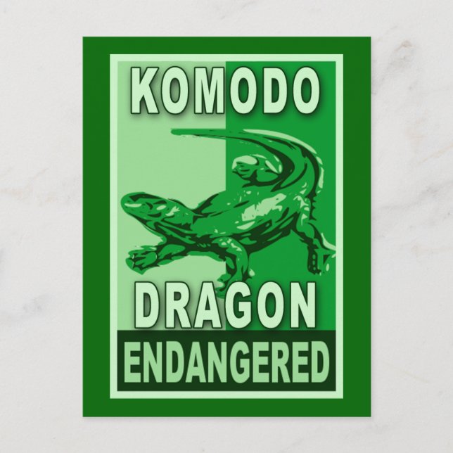 Cartão Postal Camisetas de Pop de Arte do Komodo Dragon Ameaçado (Frente)