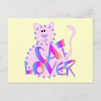 Cartão Postal Camisetas e Presentes Amantes de Gatos Rosa