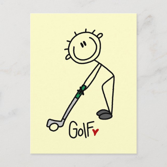 Cartão Postal Camisetas e Presentes Básicos de Golfe com Boneco  (Frente)