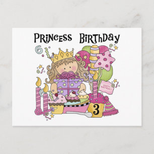 Cartão Postal Camisetas e presentes da Princesa aniversário de 3