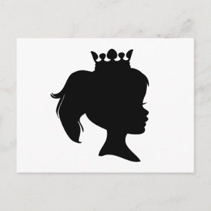 Cartão Postal Camisetas e Presentes da Princesa Silhueta Preta