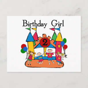 Cartão Postal Camisetas e Presentes de 2º Aniversário da Menina