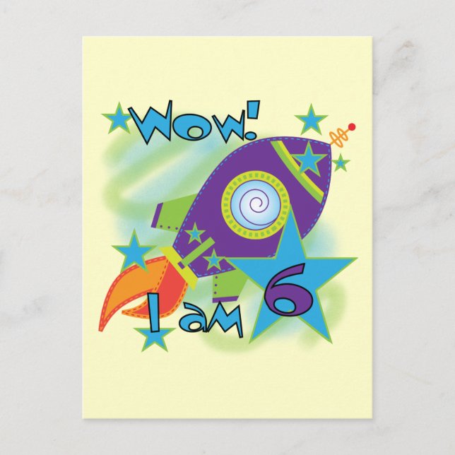 Cartão Postal Camisetas e presentes de 6 de Aniversário de Navio (Frente)