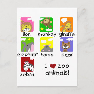 Cartão Postal Camisetas e presentes de animais de jardim zoológi