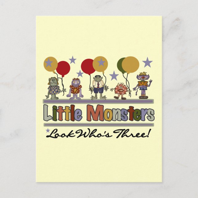 Cartão Postal Camisetas e presentes de aniversário de 3 anos mon (Frente)