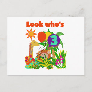 Cartão Postal Camisetas e presentes de aniversário de 3 anos Saf