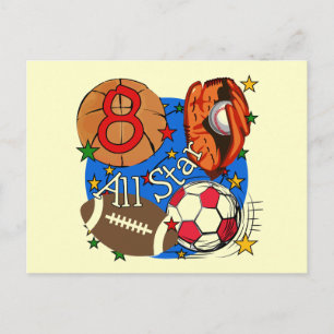 Cartão Postal Camisetas e Presentes de Aniversário de 8 anos All