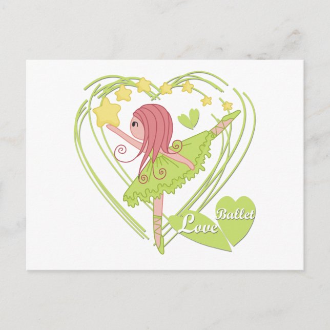 Cartão Postal Camisetas e presentes de Balé de amor (Frente)