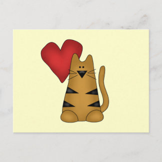 Cartão Postal Camisetas e presentes de coração e de gatos riscad