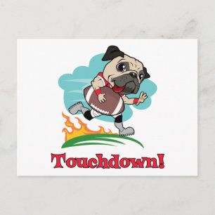 Cartão Postal Camisetas e Presentes de Futebol Americano Pug