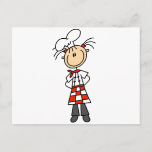 Cartão Postal Camisetas e Presentes de Garota Chef em Figuras de