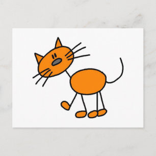 Cartão Postal Camisetas e Presentes de Gato em Figuras Simples