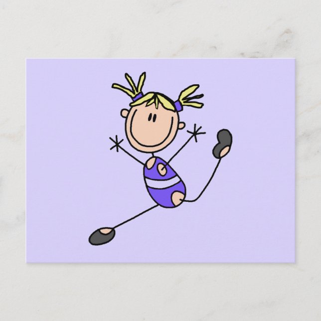 Cartão Postal Camisetas e presentes de ginástica de moça loira (Frente)