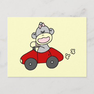 Cartão Postal Camisetas e presentes de macacos-meia-carro vermel