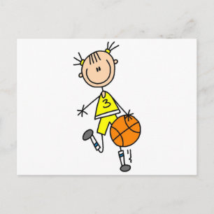 Cartão Postal Camisetas e Presentes de Menina Driblando Basquete