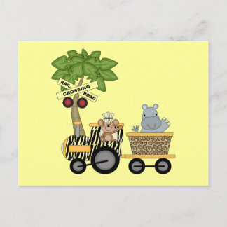Cartão Postal Camisetas e presentes de trem de Hippo e macacos